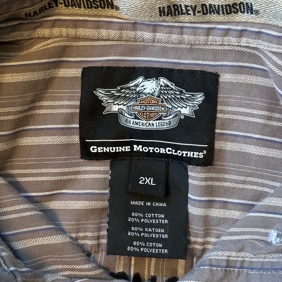 Harley-Davidson Embroidered Logo Striped Button-Down Dress Shirt - Picture 4 of 4